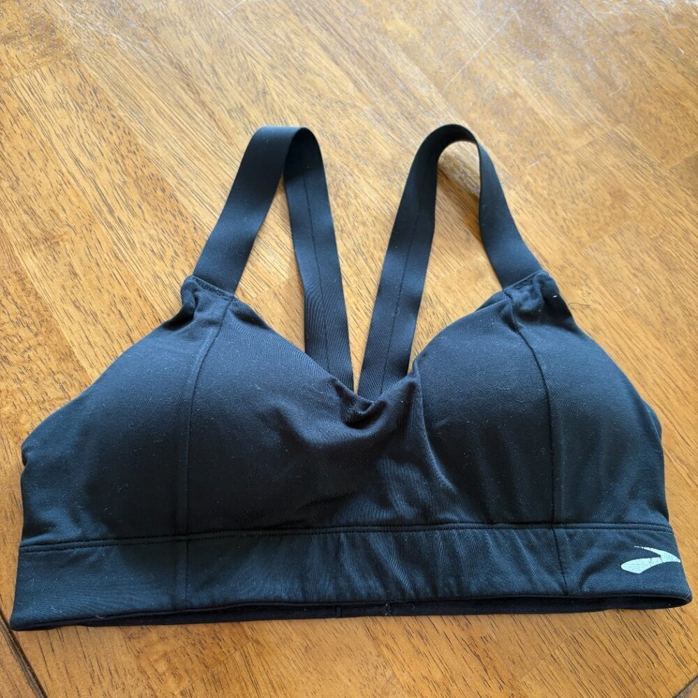 Brooks Black Sport Bra Size M Racer Back Removable Pads